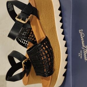 Black Leather Platform Sandals